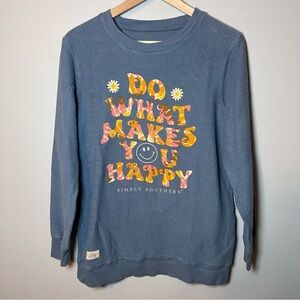 Simply Southern Retro-inspired Ribbed Crewneck Women’s M Blue Long Sleeve Shirt